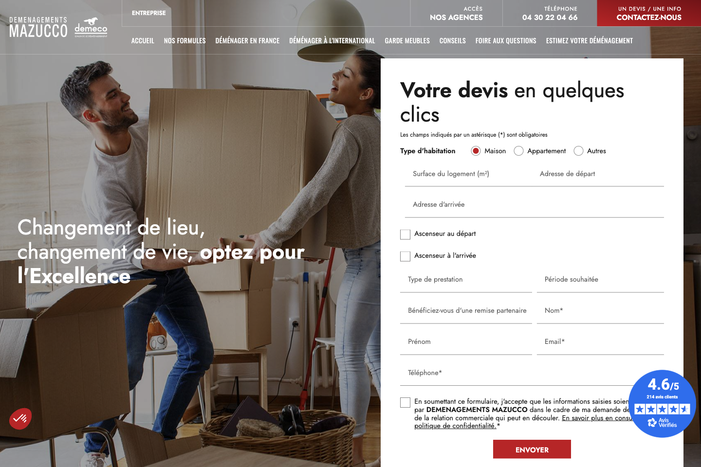 Capture du site de Déménagements Mazucco
