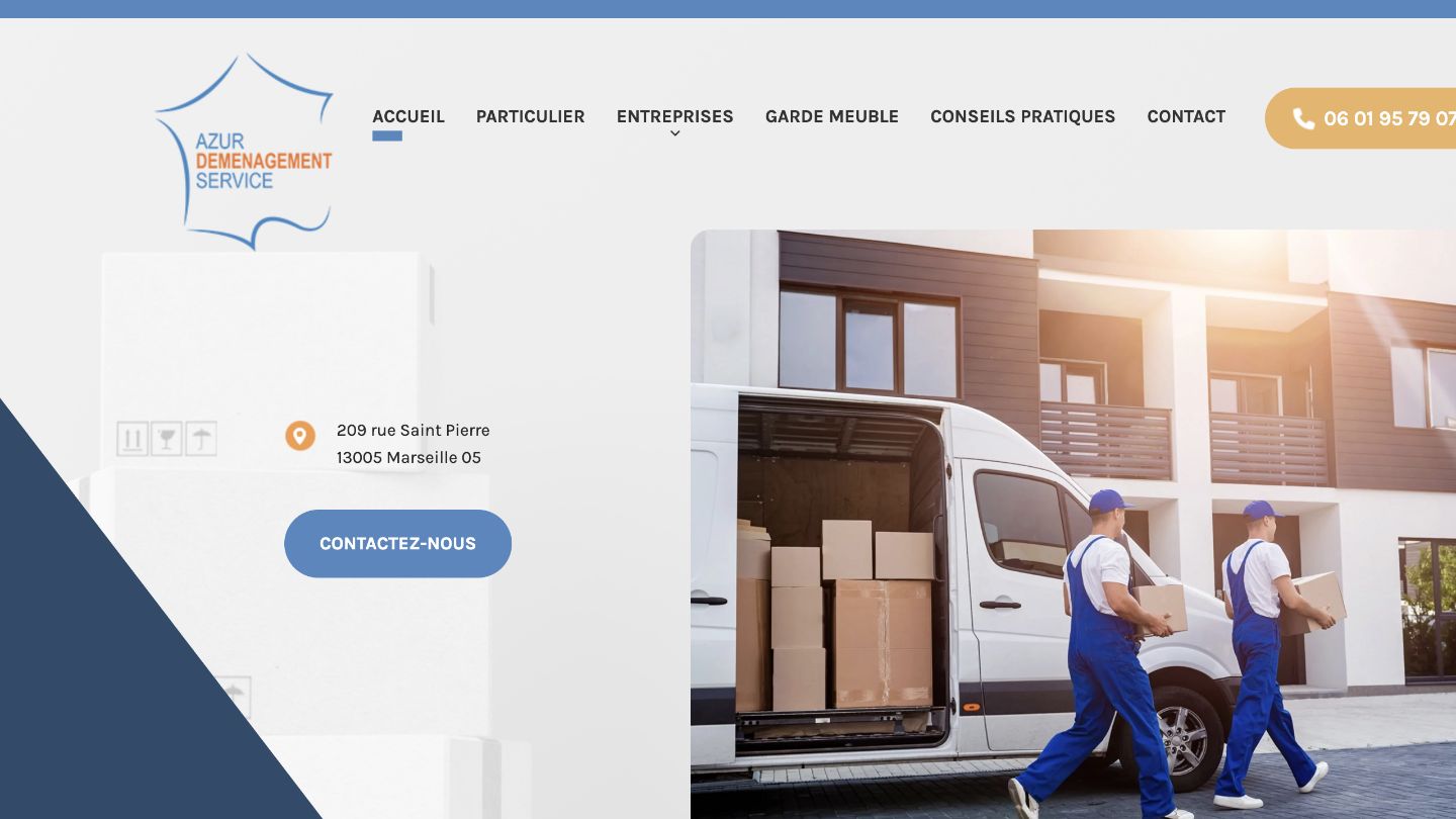 Capture du site de Azur Déménagement Service