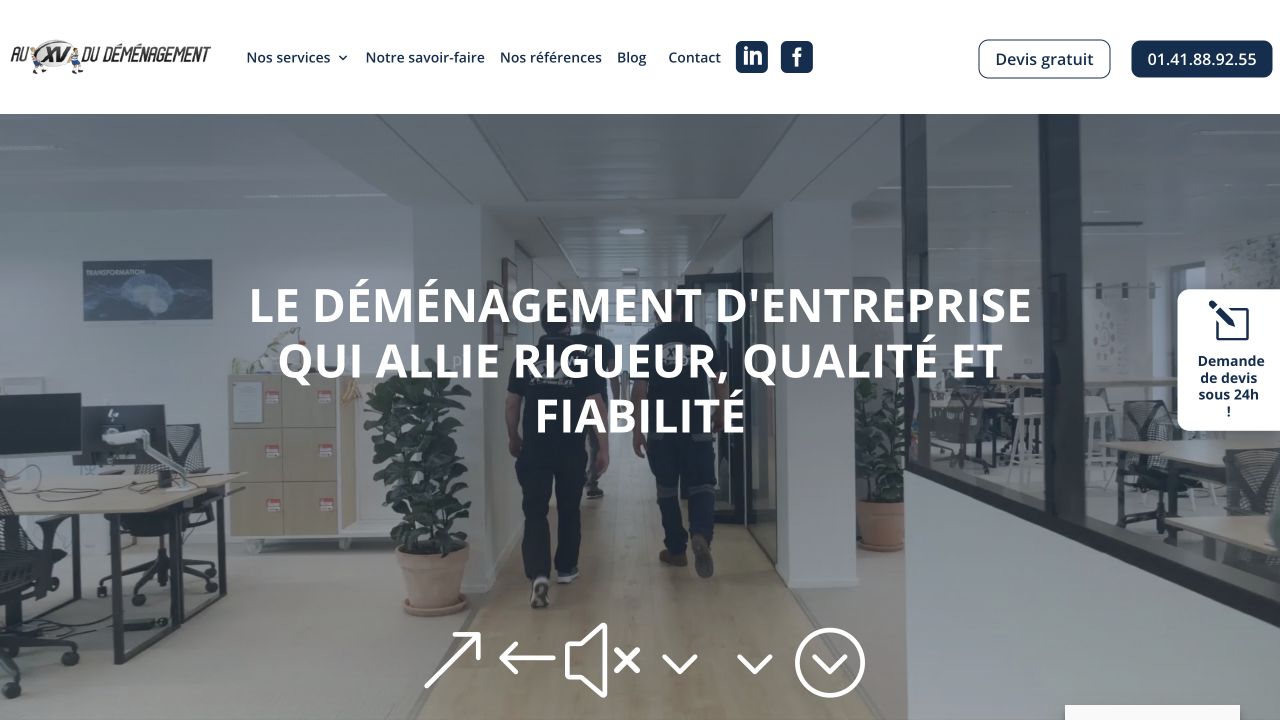 Capture du site de Au XV du Déménagement