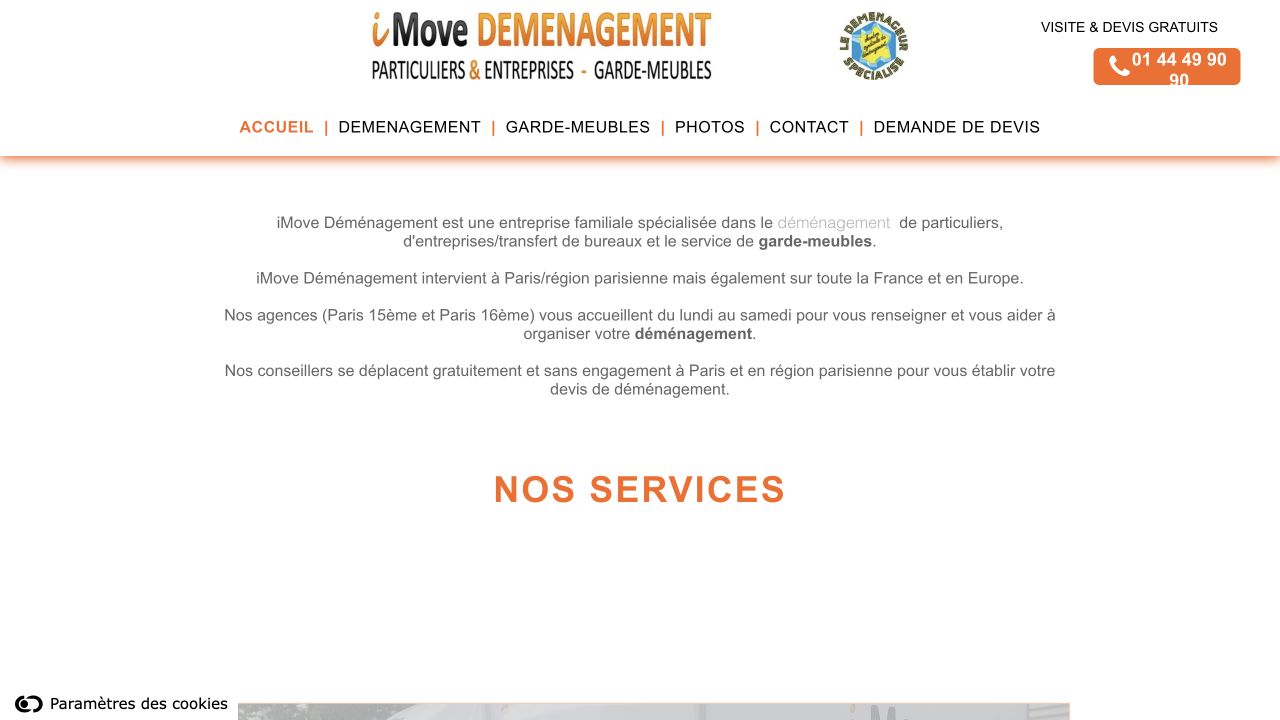 Capture du site de iMove Déménagement