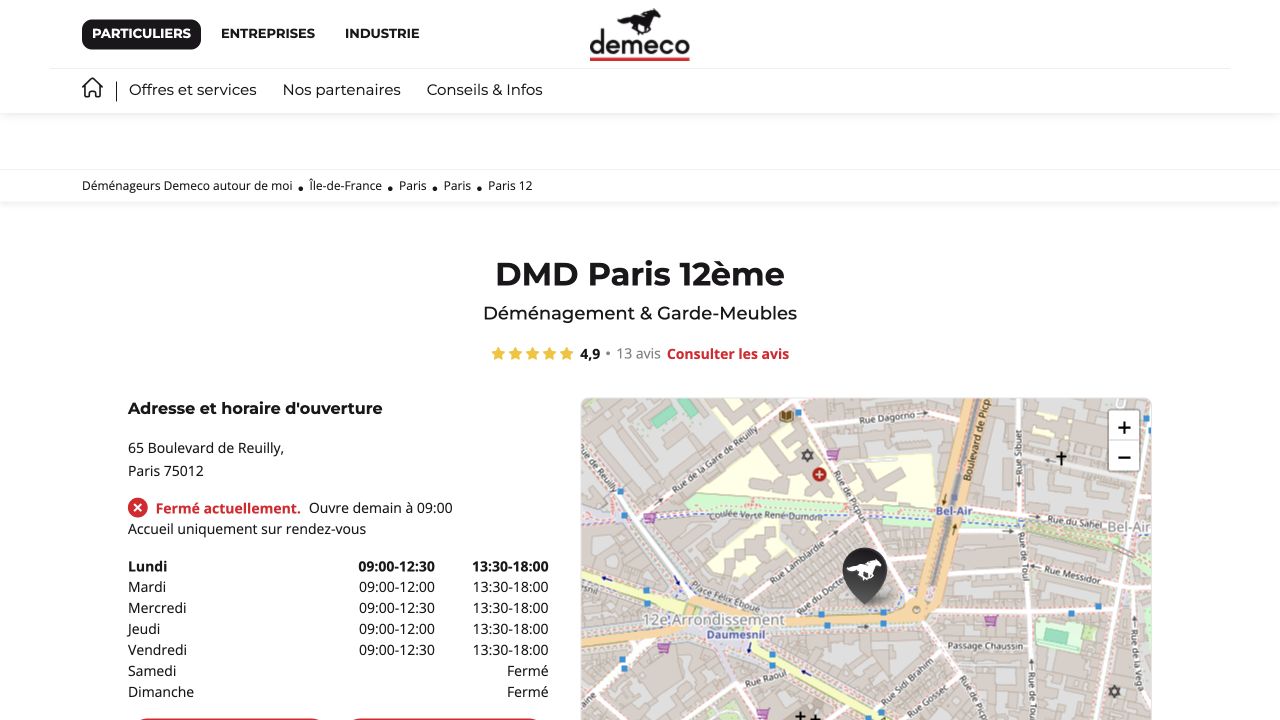 Capture du site de DMD Paris 12e — Demeco