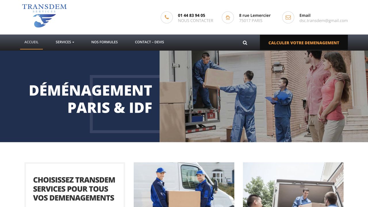 Capture du site de TRANSDEM Services