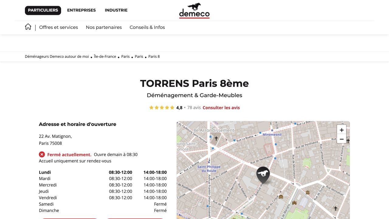 Capture du site de Torrens Paris 8e — Demeco